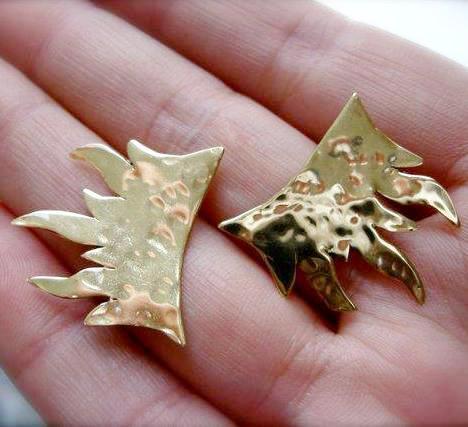 Tiny Flame post earrings in copper or bronze