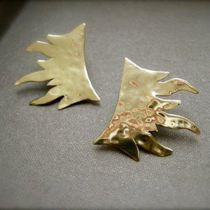 Tiny Flame post earrings in copper or bronze - Nora Catherine