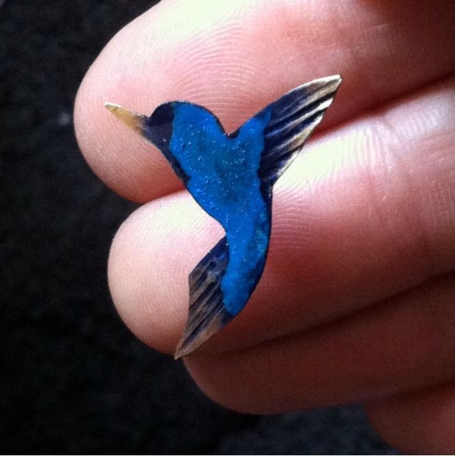 Tiny Hummingbird lapel pin or tie tack