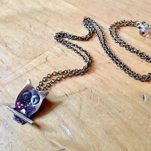 Tiny Owl on a Branch necklace - Nora Catherine